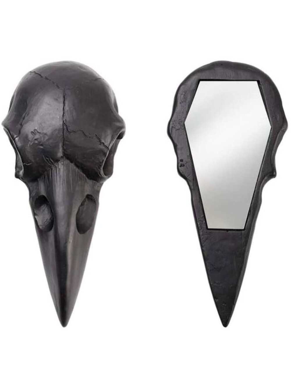 LAST CHANCE!! Alchemy Gothic Black Raven Skull Hand Held Mirror NWT